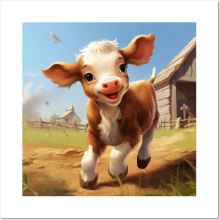 Barnyard Bliss: Happy Calf Frolic Posters and Art